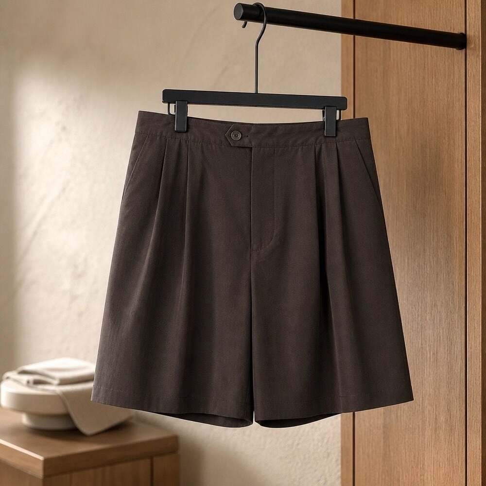 Brandini Le Collezioni Pleated Dress Shorts Brown Size 40 #438